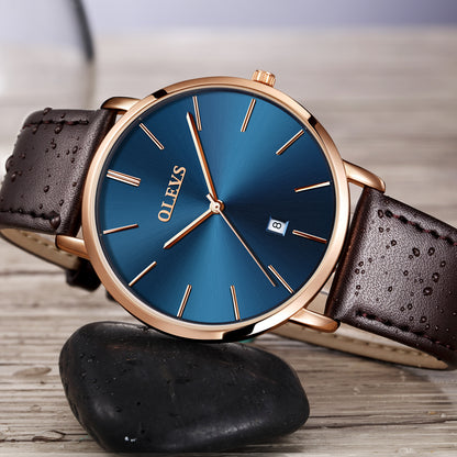Leder Quarz Armbanduhr
