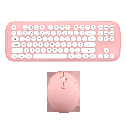Wireless keyboard and mouse set for girls in a retro design