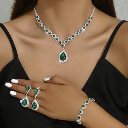 Halskette Ohrstecker Armband 3-Teiliges Modeschmuck-Set