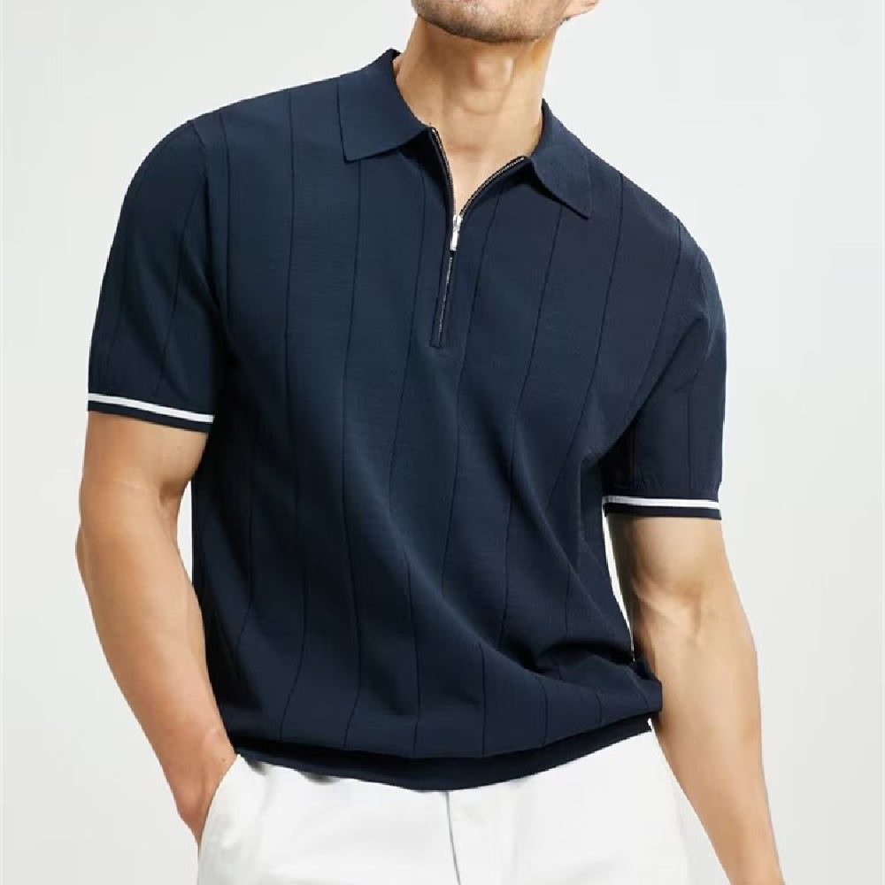 Fashionable Kurzarm Reverskragen Reißverschluss Poloshirt