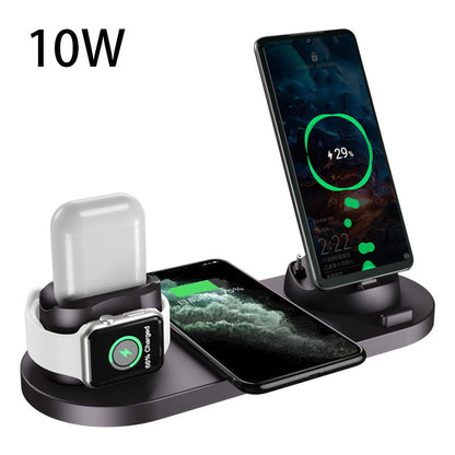 Wireless charger for iPhone, fast charger for mobile phones, fast charging pad for mobile phones and smartwatches, 6-in-1 charging station
