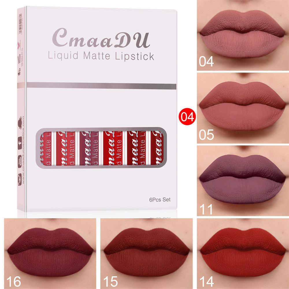 Matte Wasserfest Antihaft-Tasse Lipgloss 6-teiliges Set