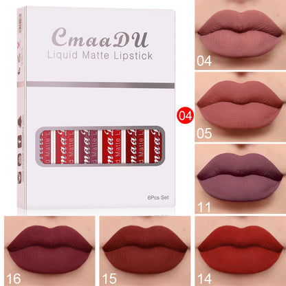 Matte Wasserfest Antihaft-Tasse Lipgloss 6-teiliges Set