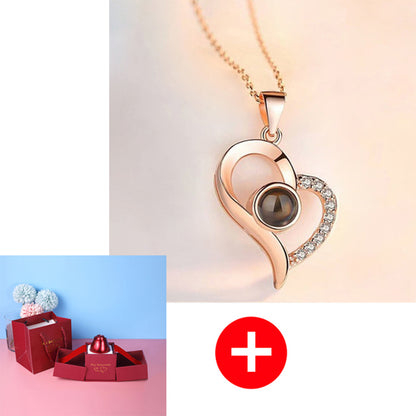 Geschenkbox Metallrose Halskette Schmuckset