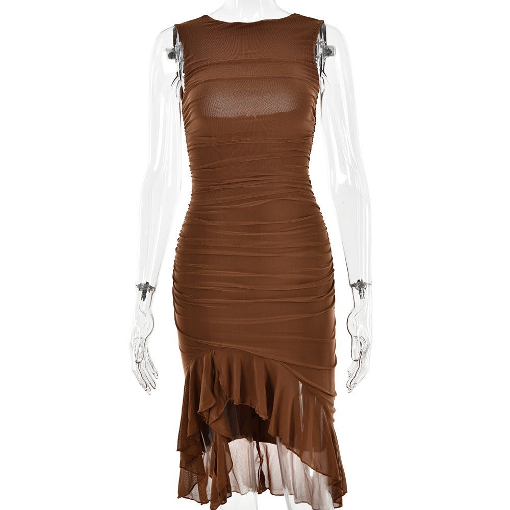 Figurbetont Rundhalsausschnitt Party Club Kleid