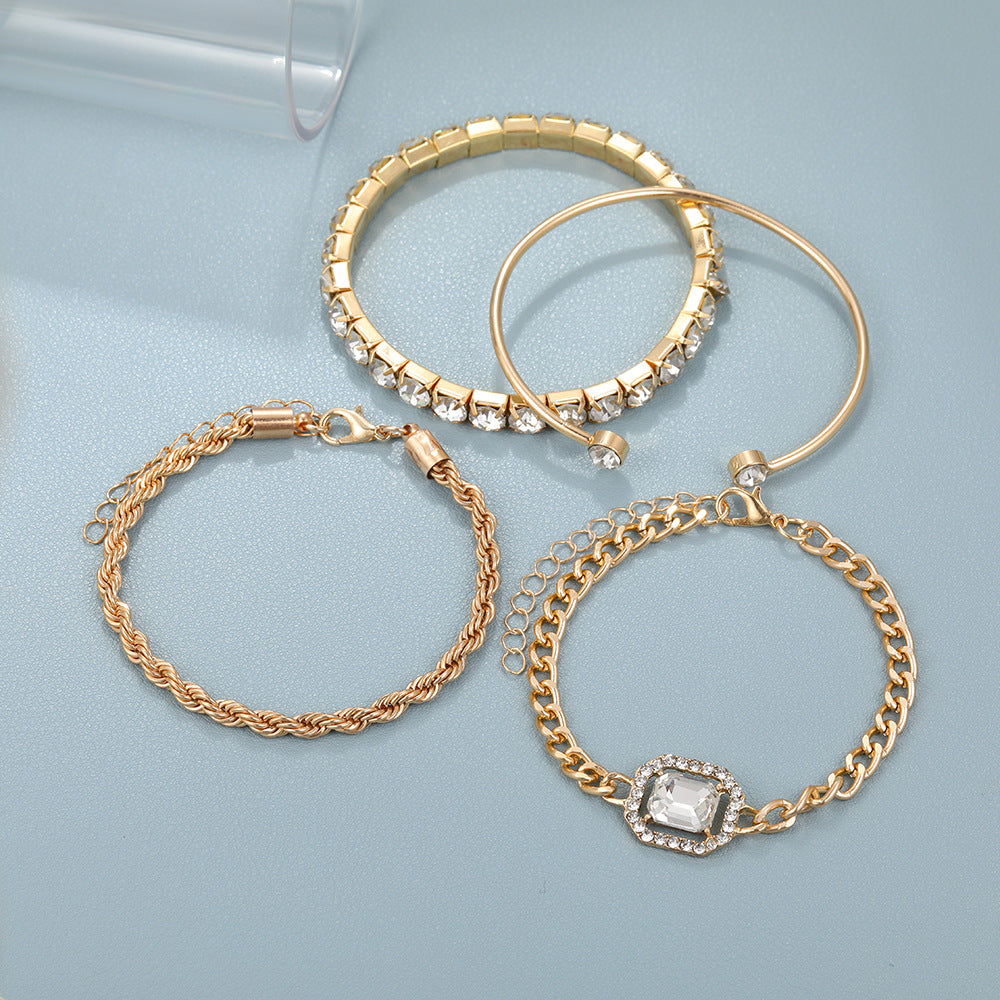 Kristall Armband Bohème Design 4-teiliges Modeschmuck-Set