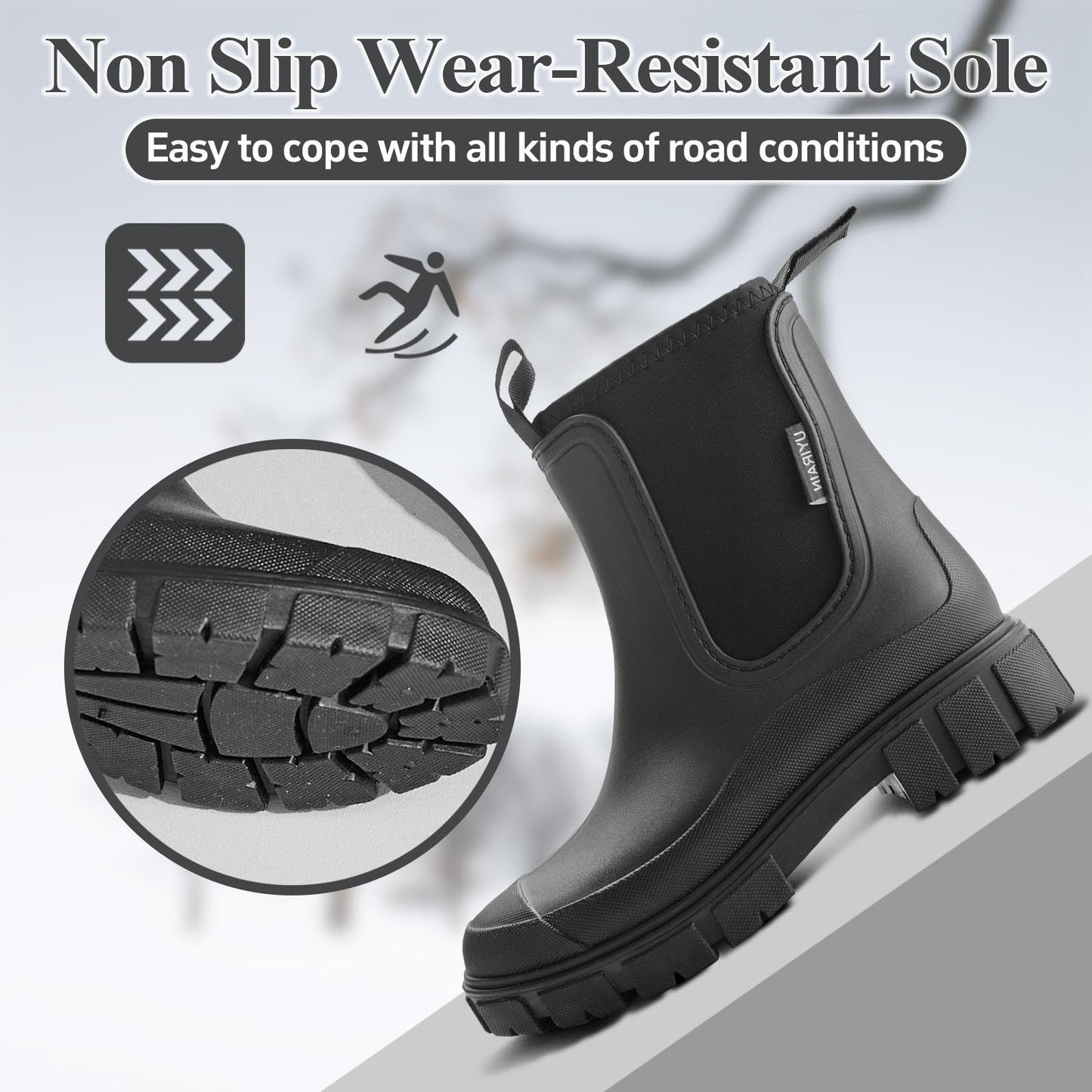 SmoothPace Gummistiefel Damen Gefüttert Wasserdicht Gummistiefeletten Halbhohe Chelsea Boots