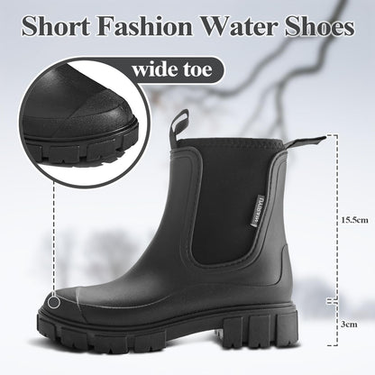 SmoothPace Gummistiefel Damen Gefüttert Wasserdicht Gummistiefeletten Halbhohe Chelsea Boots
