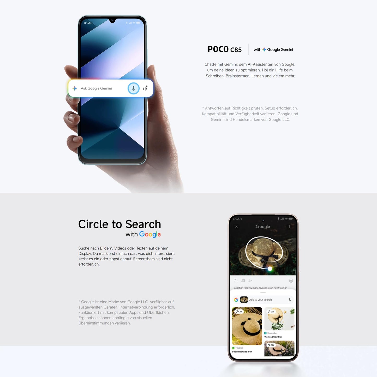 XIAOMI Poco C85, Smartphone 8+256GB, 6,9" 120Hz Display 7,99mm Design, MediaTek Helio G81-Ultra Octa-Core, 50MP AI-Zweifach-Kamera