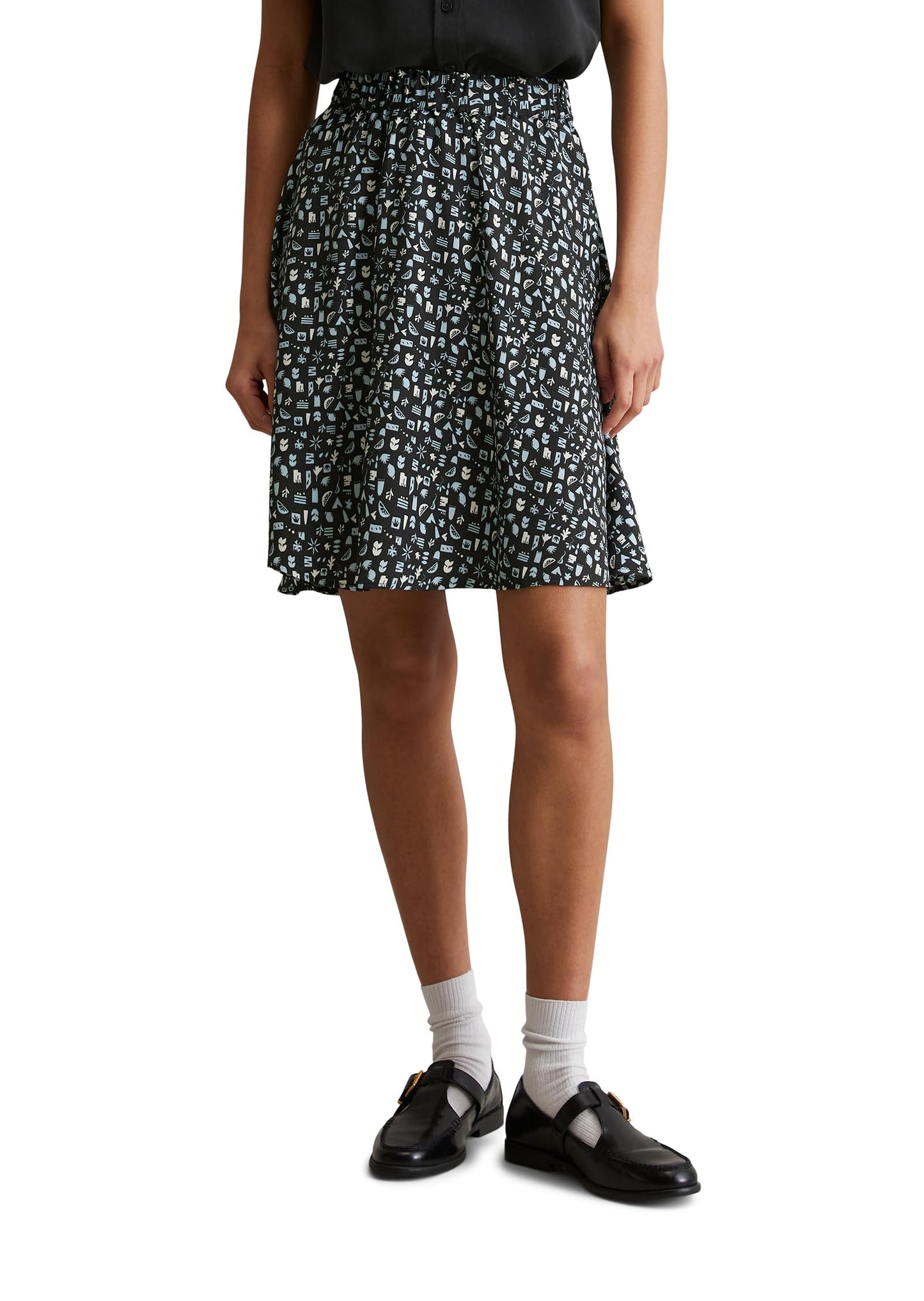 Marc O'Polo Denim Damen Minirock mit Gummizug A-Shape, Mehrfarbig (Dark Grey Multi 02), XXL