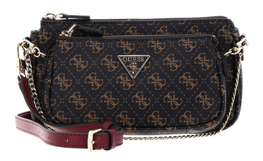 GUESS Damen Noelle Dbl Pouch Crossbody Bag, Braun