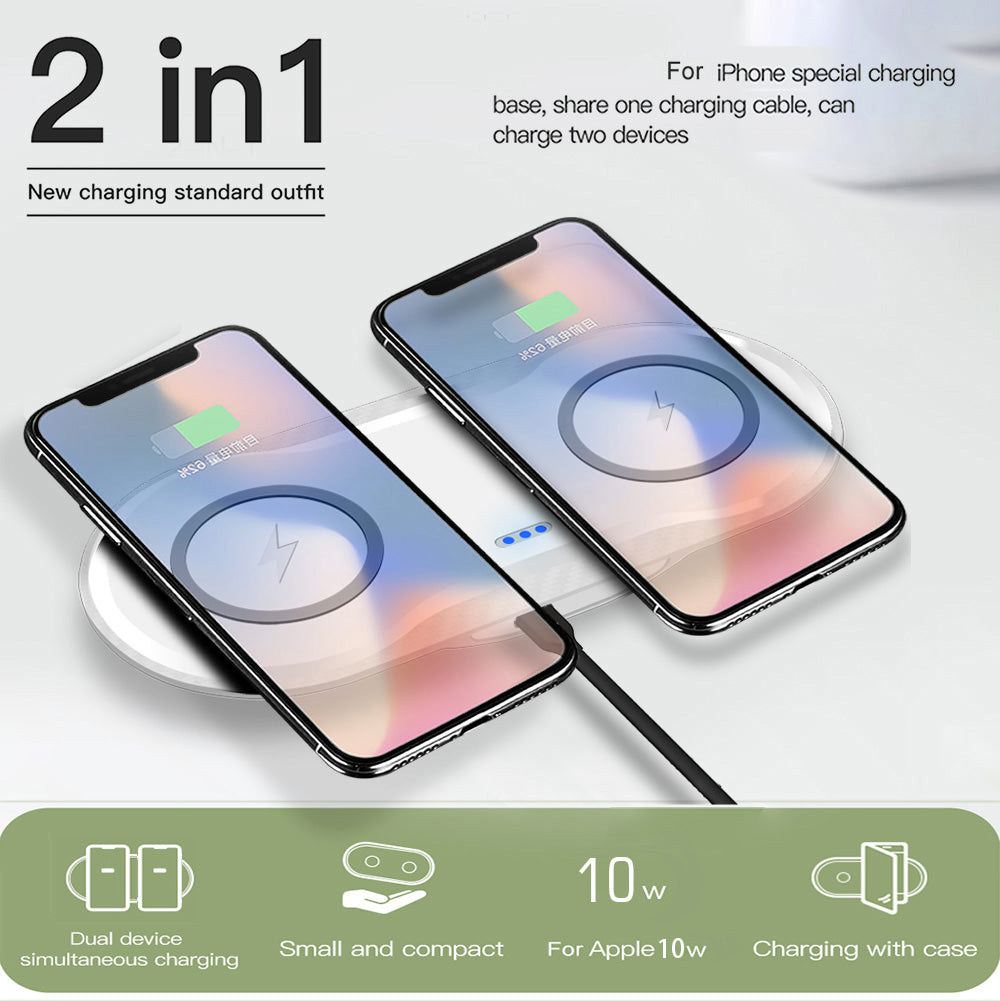 Wireless charger for two mobile phones