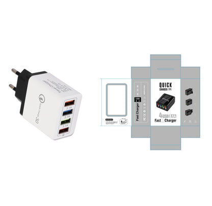 USB charger Quick Charge 3.0 4-port adapter for tablets, portable wall charger, fast charger