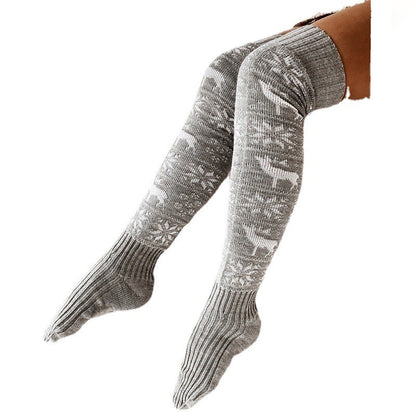 Gestrickte Elch Schneeflockenmuster Strümpfe