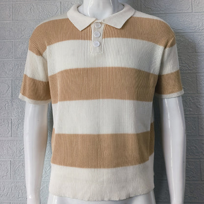 Short-sleeved lapel sweater