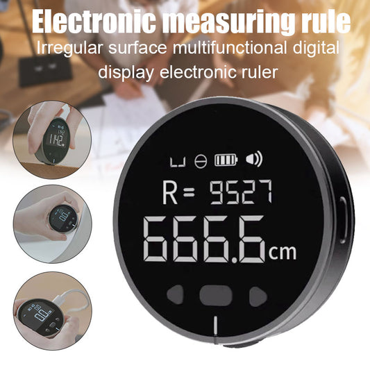 Electronic distance measuring device, tape measure with high-resolution digital LCD display and high precision
