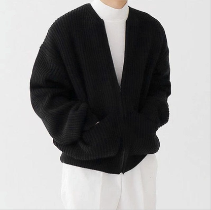 Stand-up collar zip cardigan