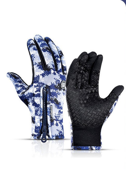 Winter gloves with touchscreen function, waterproof sports gloves for motorcycling and sliding with fleece lining