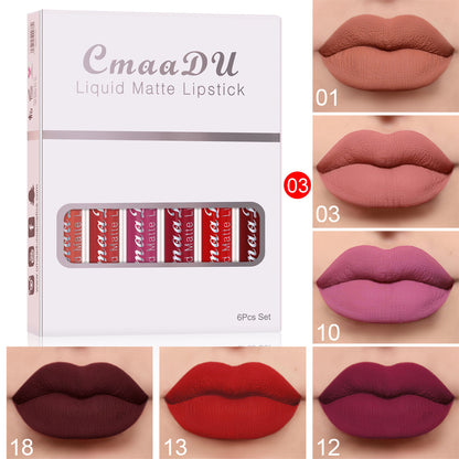 Matte Wasserfest Antihaft-Tasse Lipgloss 6-teiliges Set