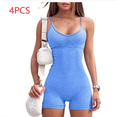 Tanktop-Shorts für Fitnessstudio, Yoga und Workout, Jumpsuit