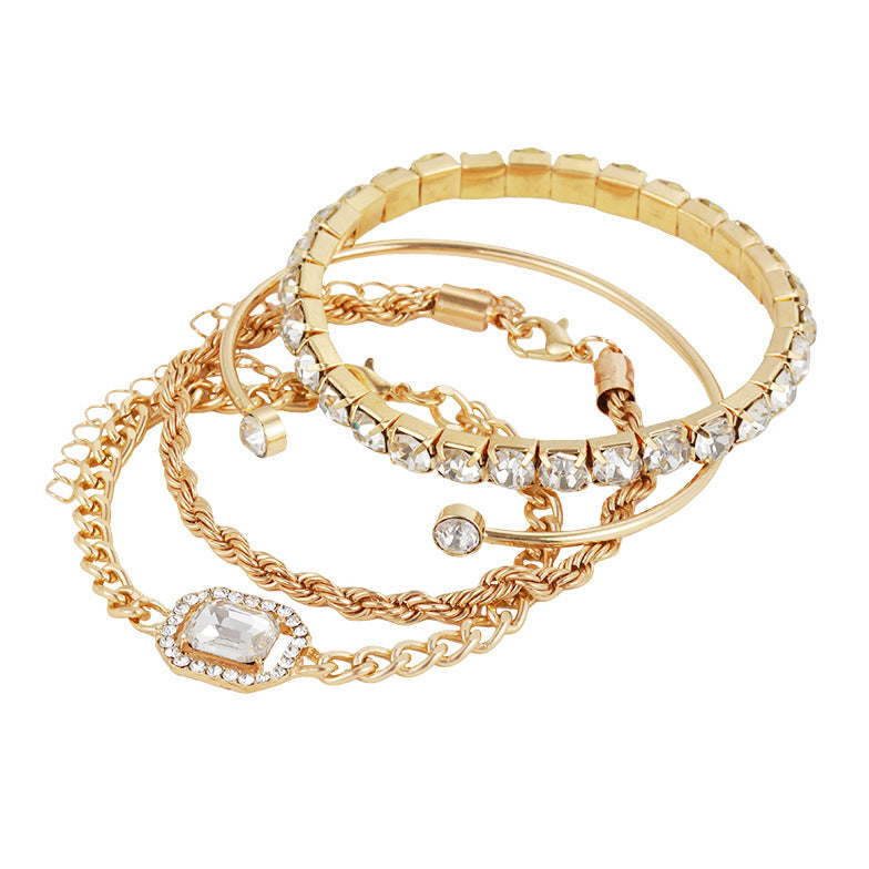 Kristall Armband Bohème Design 4-teiliges Modeschmuck-Set