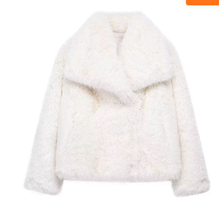 Plush jackets, fashionable, warm, fluffy, with lapel collar