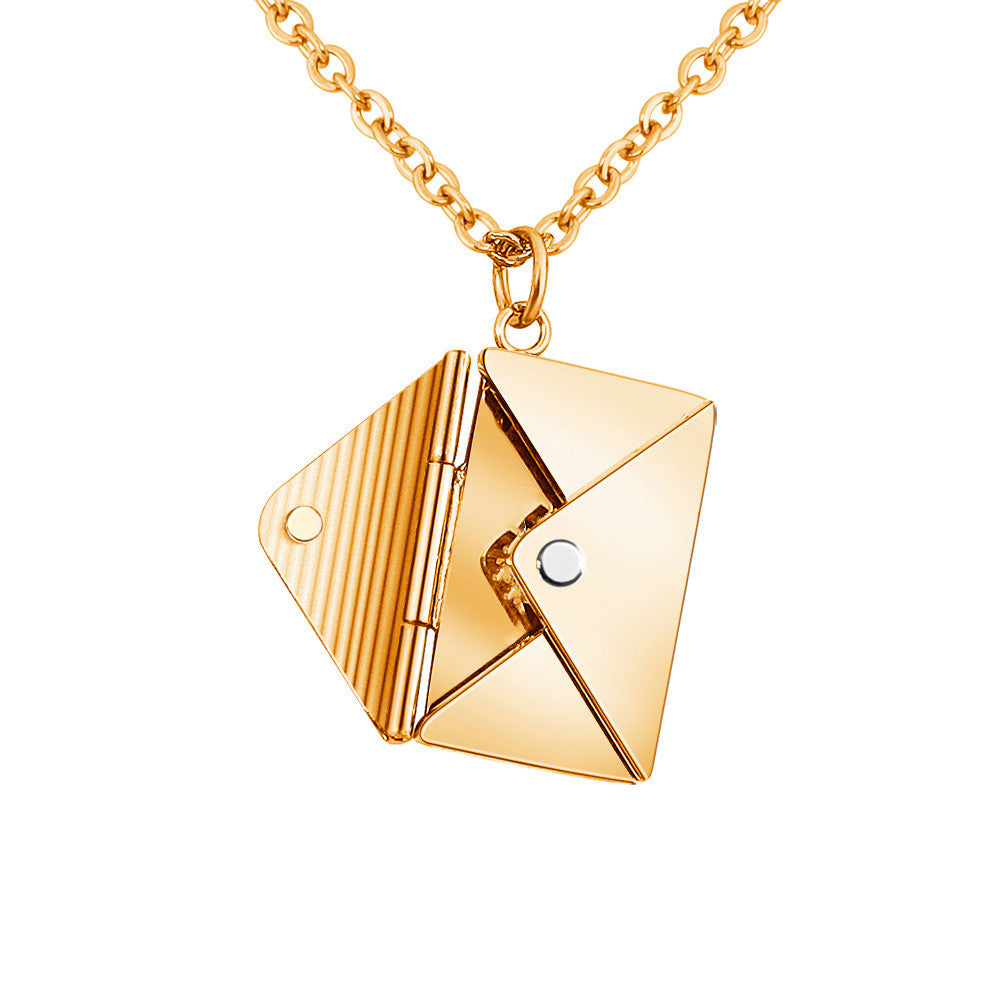 Fashionable necklace with envelope pendant for women