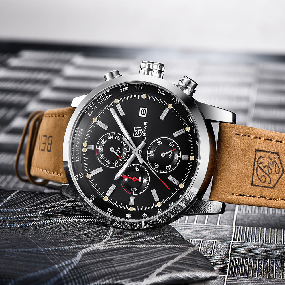 Luxusmarke Quarzuhr Business Leder Armbanduhr