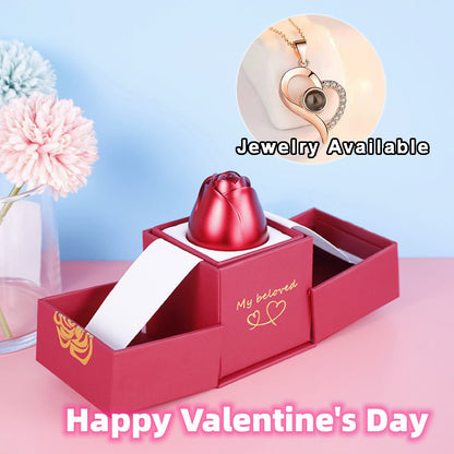 Geschenkbox Metallrose Halskette Schmuckset