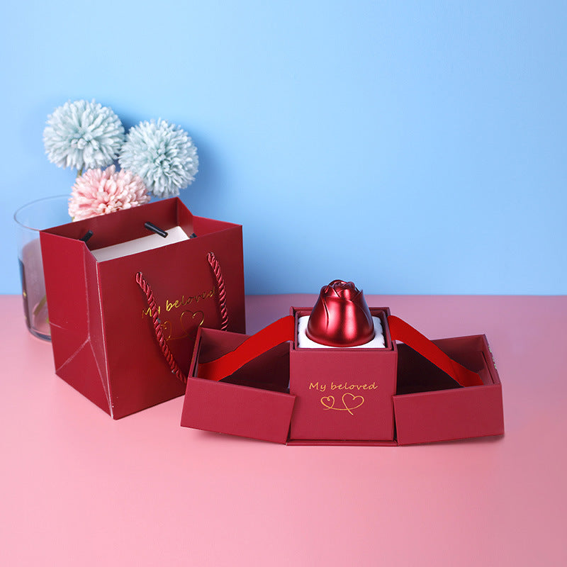Geschenkbox Metallrose Halskette Schmuckset