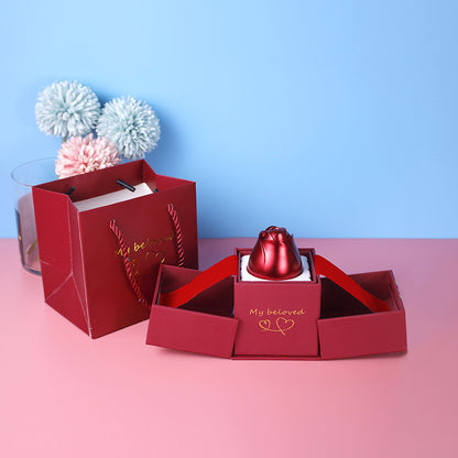 Geschenkbox Metallrose Halskette Schmuckset