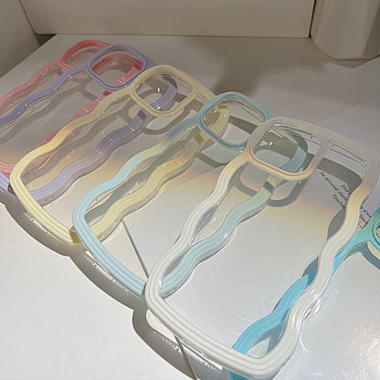 Phone case with wavy edges, solid color, simple candy color