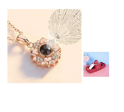 Geschenkbox Metallrose Halskette Schmuckset