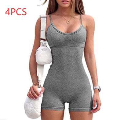 Tanktop-Shorts für Fitnessstudio, Yoga und Workout, Jumpsuit