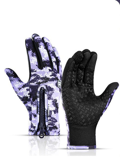 Winter gloves with touchscreen function, waterproof sports gloves for motorcycling and sliding with fleece lining