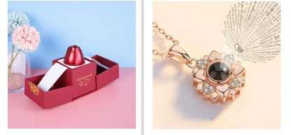 Geschenkbox Metallrose Halskette Schmuckset