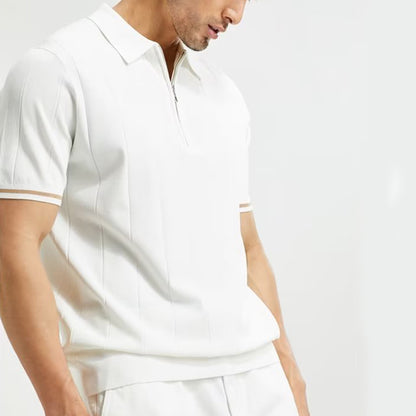 Fashionable Kurzarm Reverskragen Reißverschluss Poloshirt