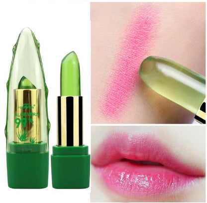 Aloe-Vera-Gel, farbverändernder Lippenstift, Gloss, Feuchtigkeitscreme, Anti-Austrocknungs-Lippenbalsam mit feiner Körnung