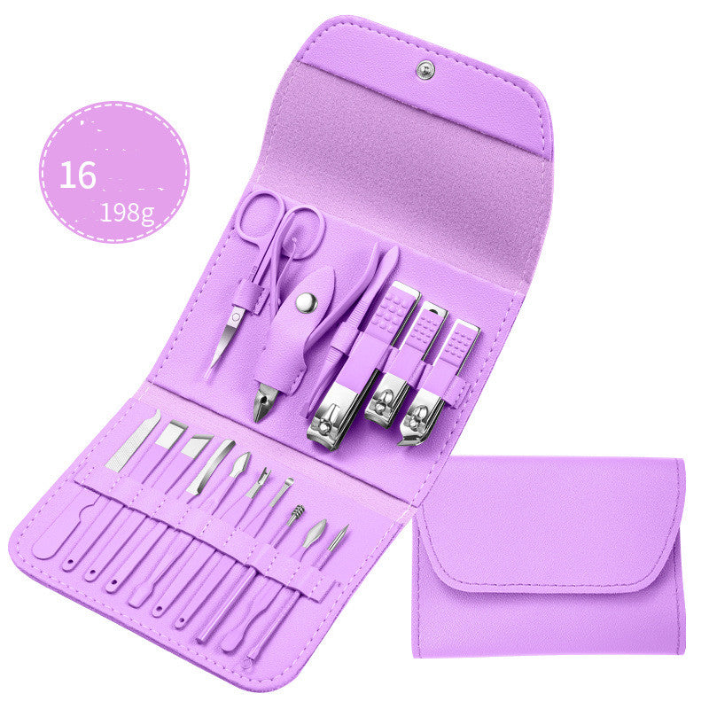 Professionelles Nagelknipser-Set mit Ohrlöffel, Hornhautzange, Nagelschneidezange, Pediküremesser und Nagelrillentrimmer