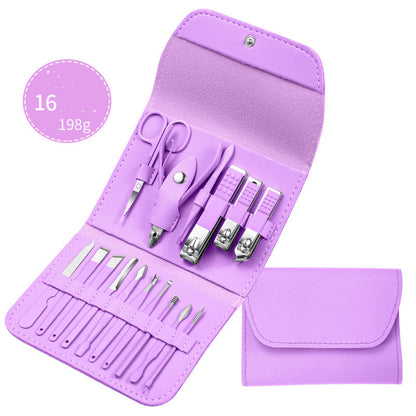 Professionelles Nagelknipser-Set mit Ohrlöffel, Hornhautzange, Nagelschneidezange, Pediküremesser und Nagelrillentrimmer