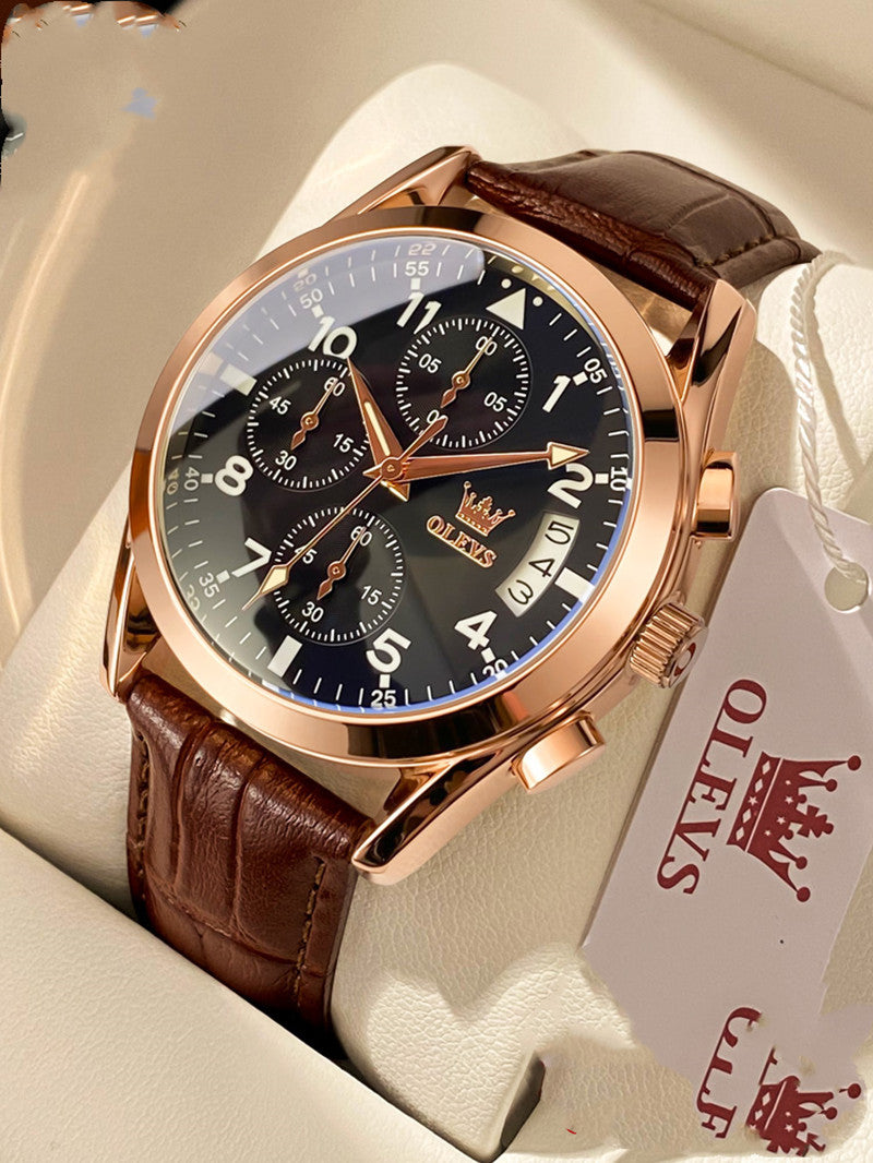 OLEVS Luxus Edelstahl Leuchtend Quarz Armbanduhr
