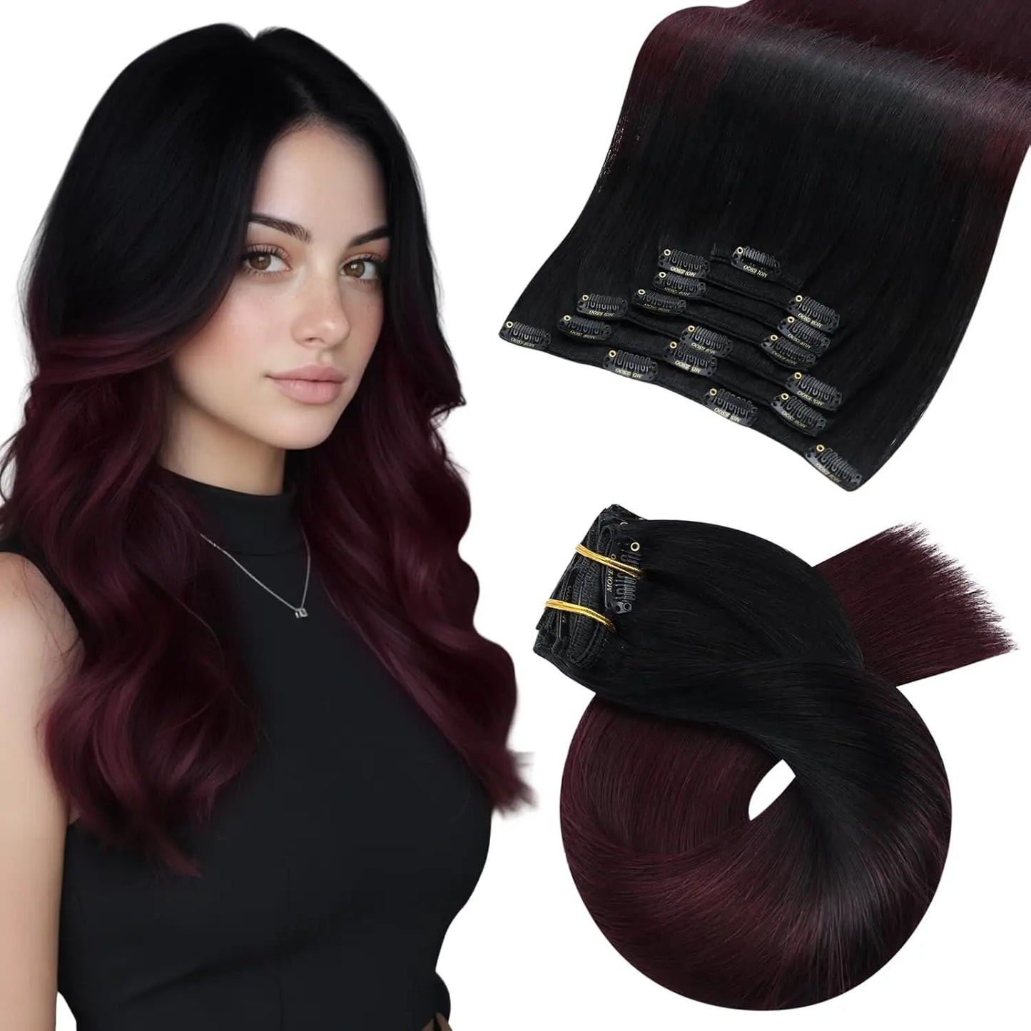 [Hot Sale] Moresoo Clip in Hair Extensions Real Natural Hair Remy Straight Set 5&7 Pcs Brazilian Clip in Human Hair Extensions