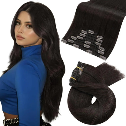 [Hot Sale] Moresoo Clip in Hair Extensions Real Natural Hair Remy Straight Set 5&7 Pcs Brazilian Clip in Human Hair Extensions