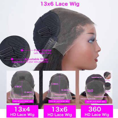 13x4 Knochenglatte Lace Front Perücke 13x6 HD Transparent Brasilianische 30 40 Zoll Echthaar Perücken für schwarze Frauen 360 Lace Frontal Perücke