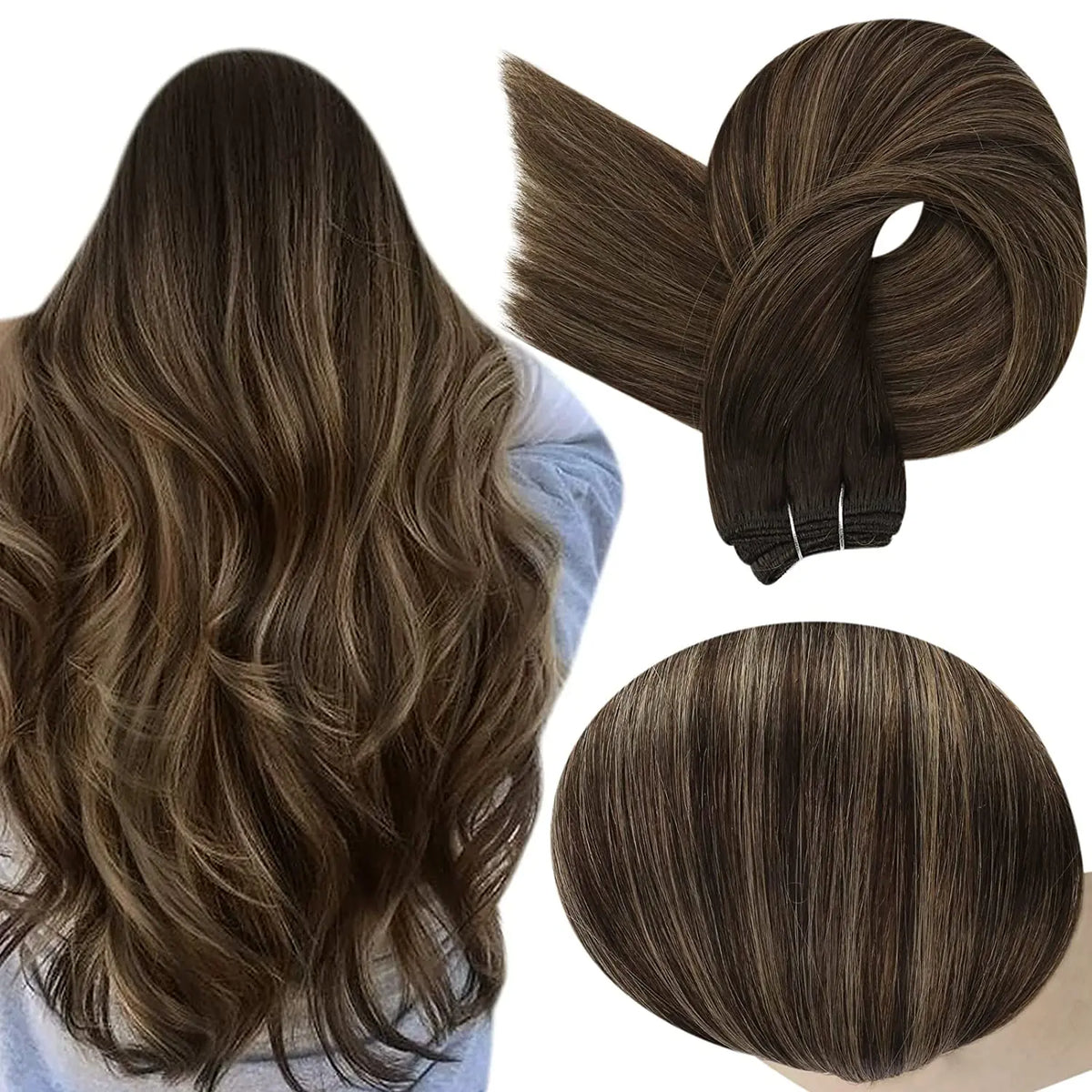 Full Shine Human Hair Weft Extensions Hair Bundles 100g Ombre Blonde Color Sew in Silky Straight Remy Skin Double Weft For Salon
