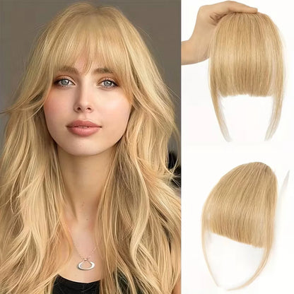 Human Hair Wispy French Bangs with Temples,Curved Fringe Hair Accessories,Clip in Air Bangs,Kawaii Hairpieces Quick Hair Change