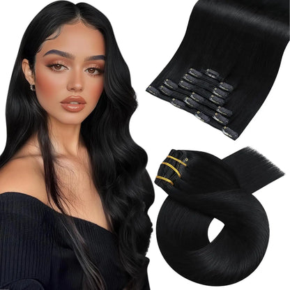 [Hot Sale] Moresoo Clip in Hair Extensions Real Natural Hair Remy Straight Set 5&7 Pcs Brazilian Clip in Human Hair Extensions