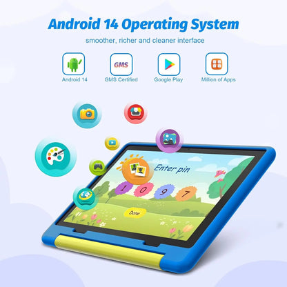 AEEZO10 Inch Kids Tablet Android 14 Octa-Core 8GB RAM+64 GB ROM Parental Control with Kid Protective Case Great Gift for Toddler