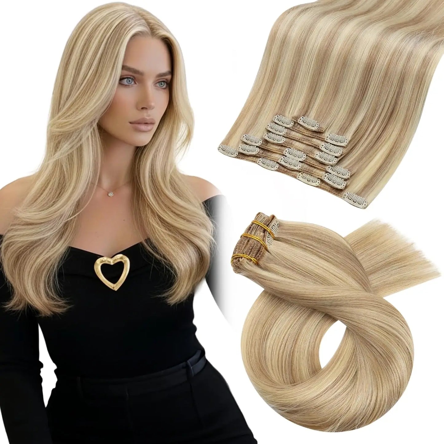[Hot Sale] Moresoo Clip in Hair Extensions Real Natural Hair Remy Straight Set 5&7 Pcs Brazilian Clip in Human Hair Extensions