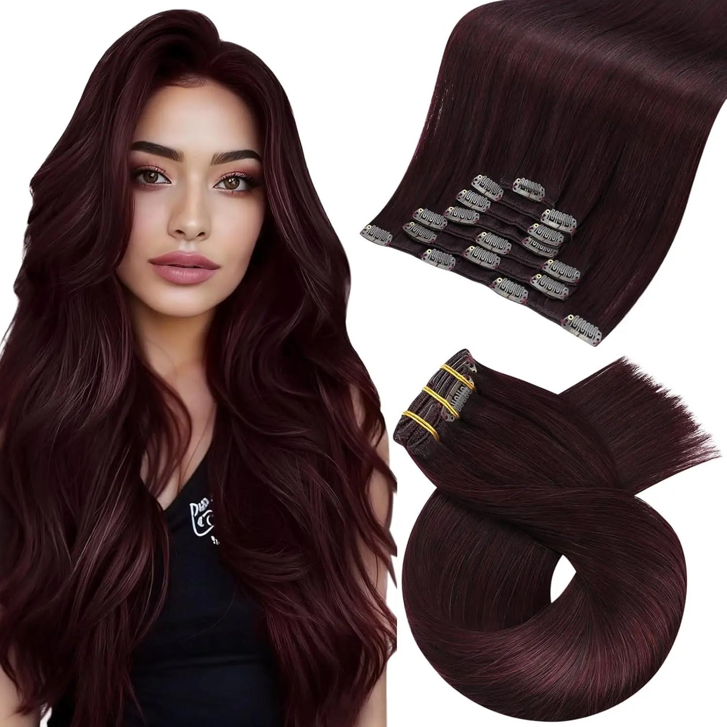 [Hot Sale] Moresoo Clip in Hair Extensions Real Natural Hair Remy Straight Set 5&7 Pcs Brazilian Clip in Human Hair Extensions